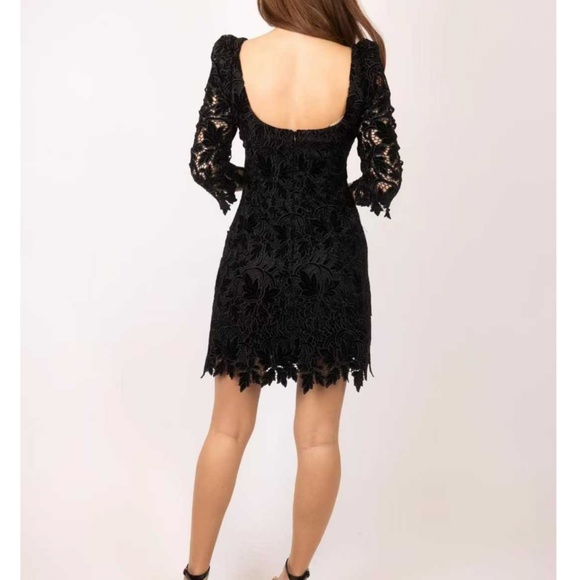 NWT Cara Cara Belinda Mini Dress - Black Velvet Lace Dreamy Neckline Cocktail - Picture 11 of 12